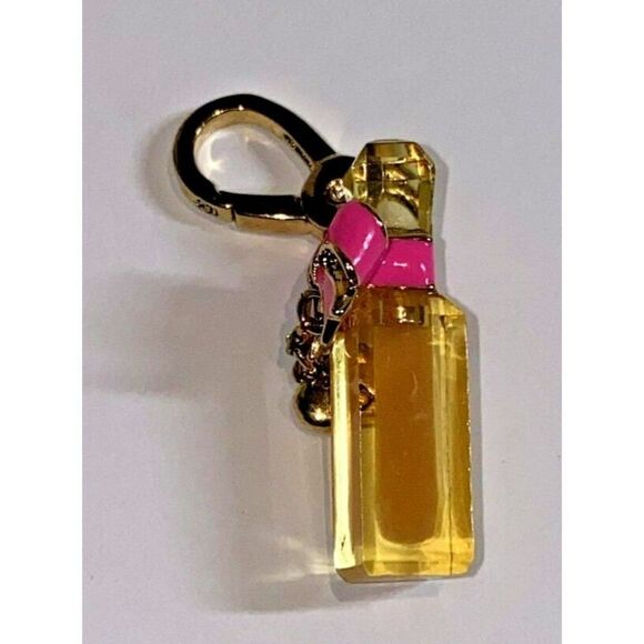 Juicy Couture 2013 Gold Viva La Fleur Pink Bow Fragrance Charm authentic RARE - Picture 2 of 11